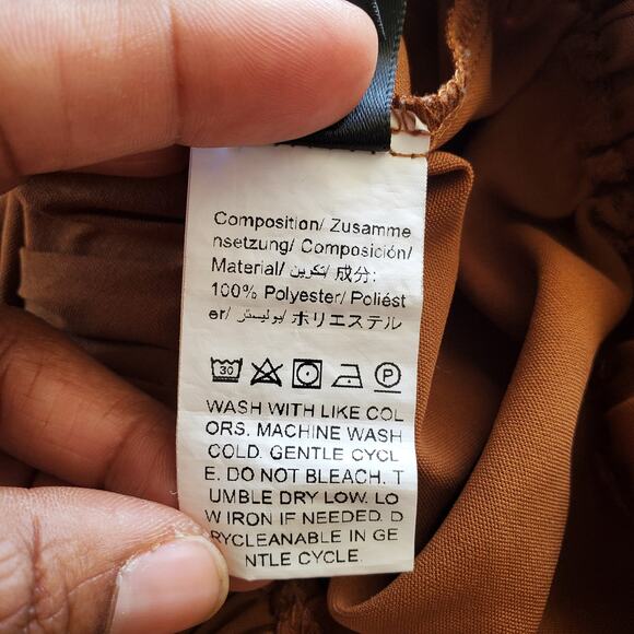 SHEIN Curve Brown Sheer Lightweight Wide Leg Pants Size 0XL - Picture 7 of 7